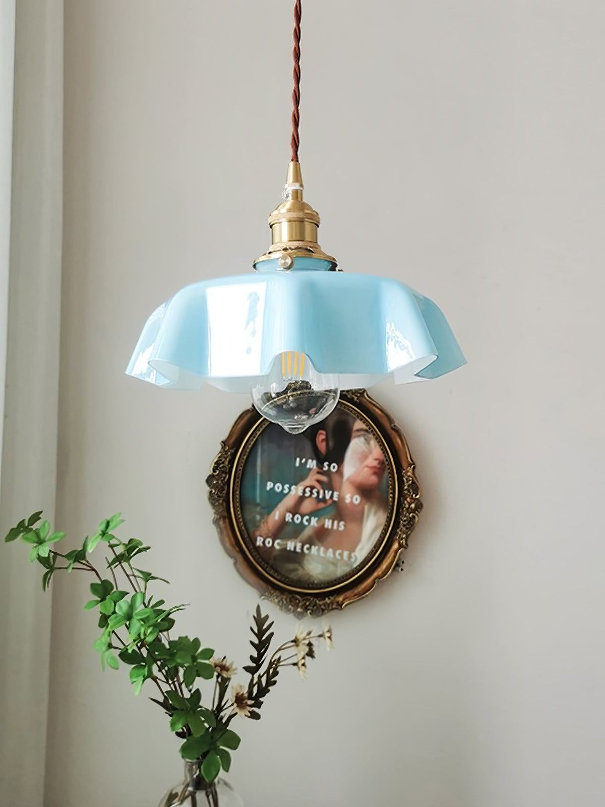Civen lampă suspendată, rustică, cu margine ondulată