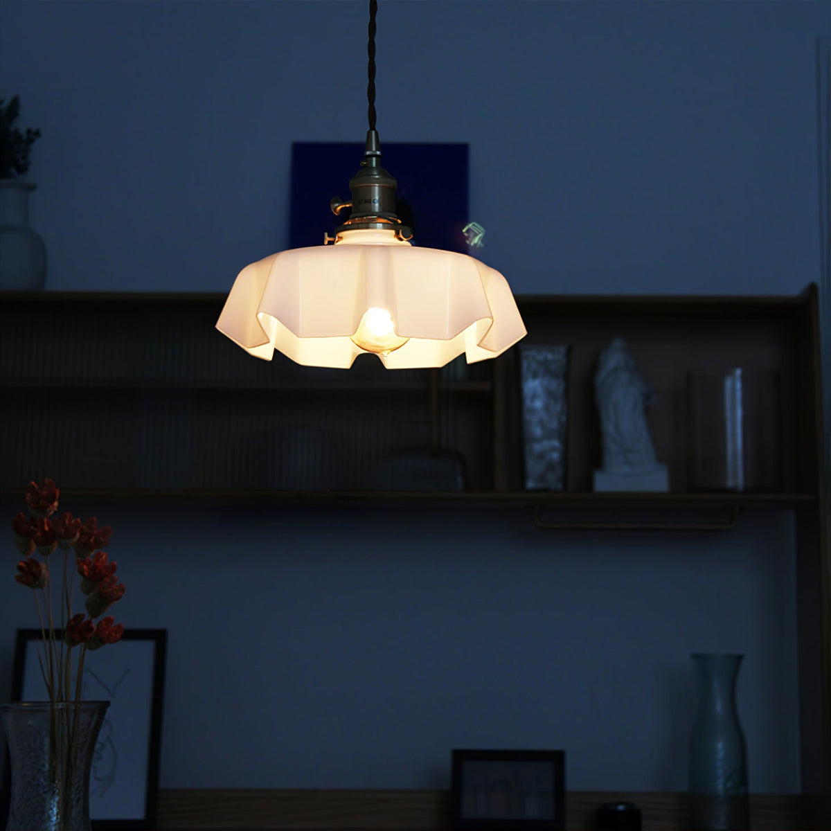 Civen lampă suspendată, rustică, cu margine ondulată