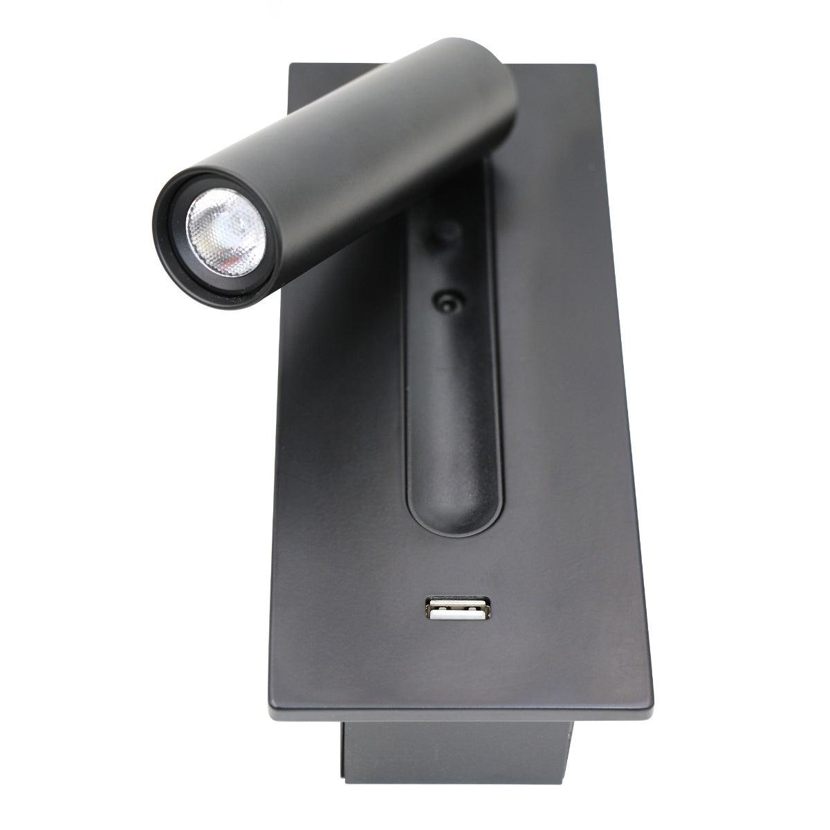Sothis aplică de perete modernă minimalistă pentru pat USB negru