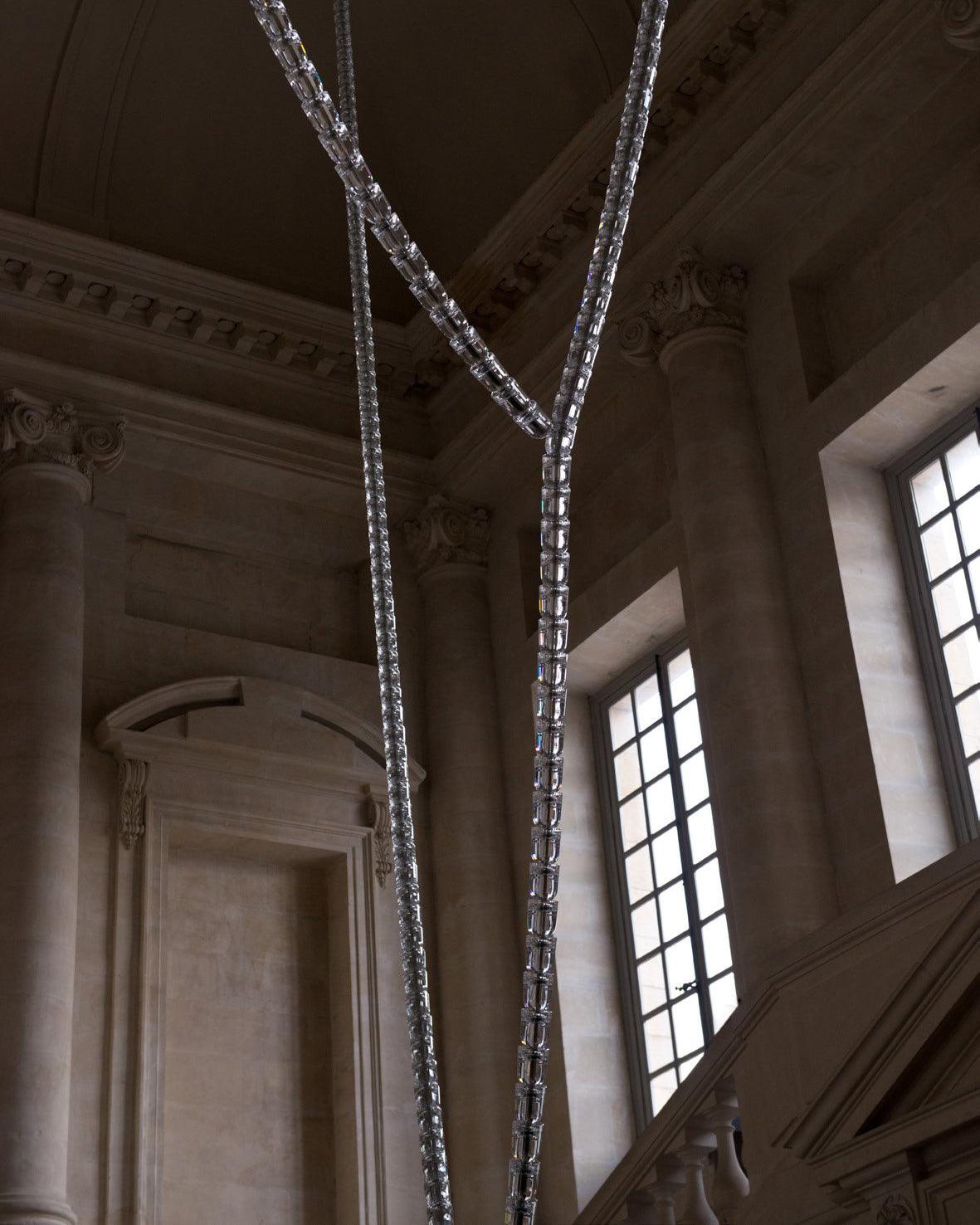 Nexus candelabru din cristal, cromat