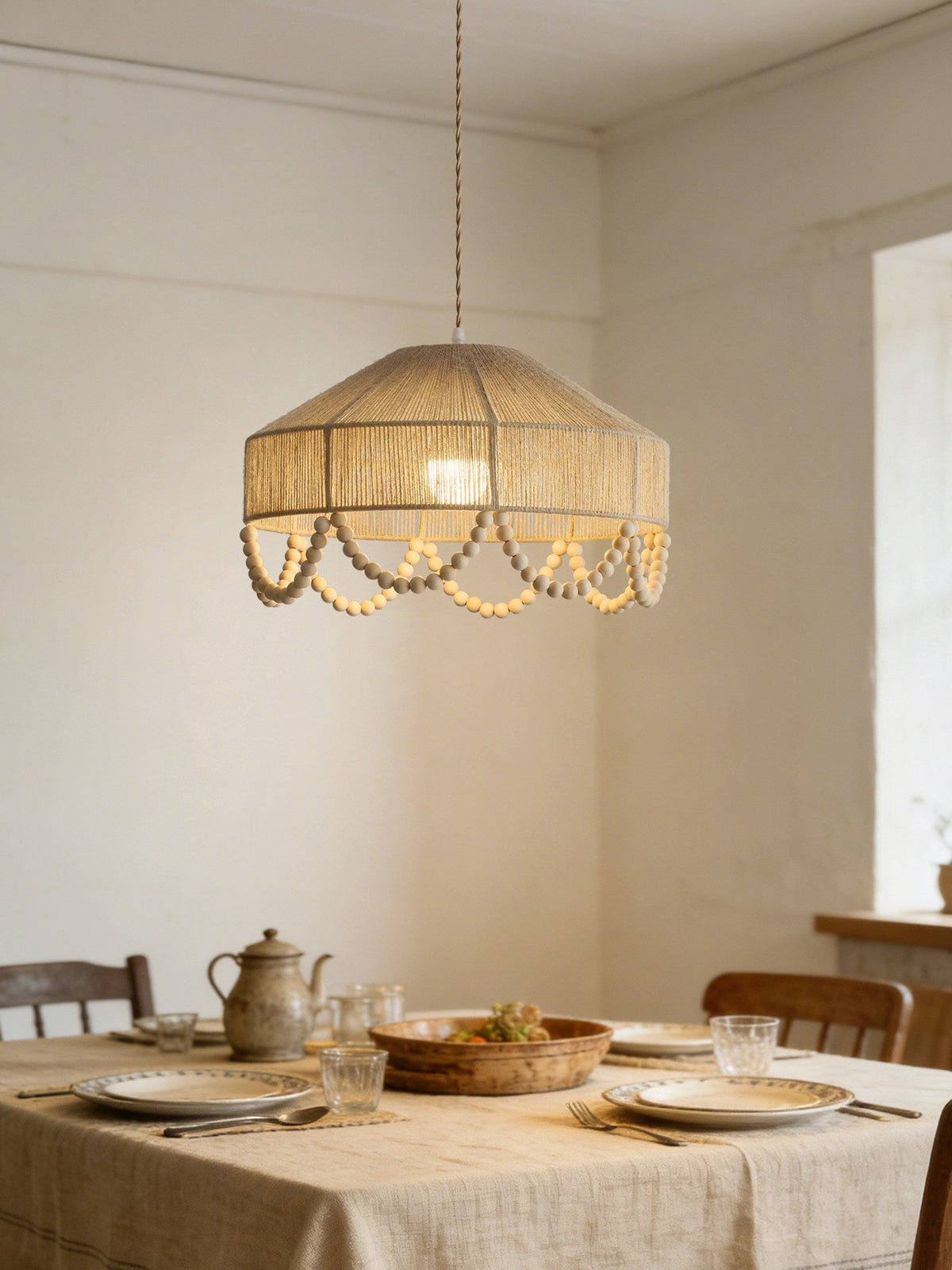 Southvale1 Lampă suspendată din frânghie de cânepă