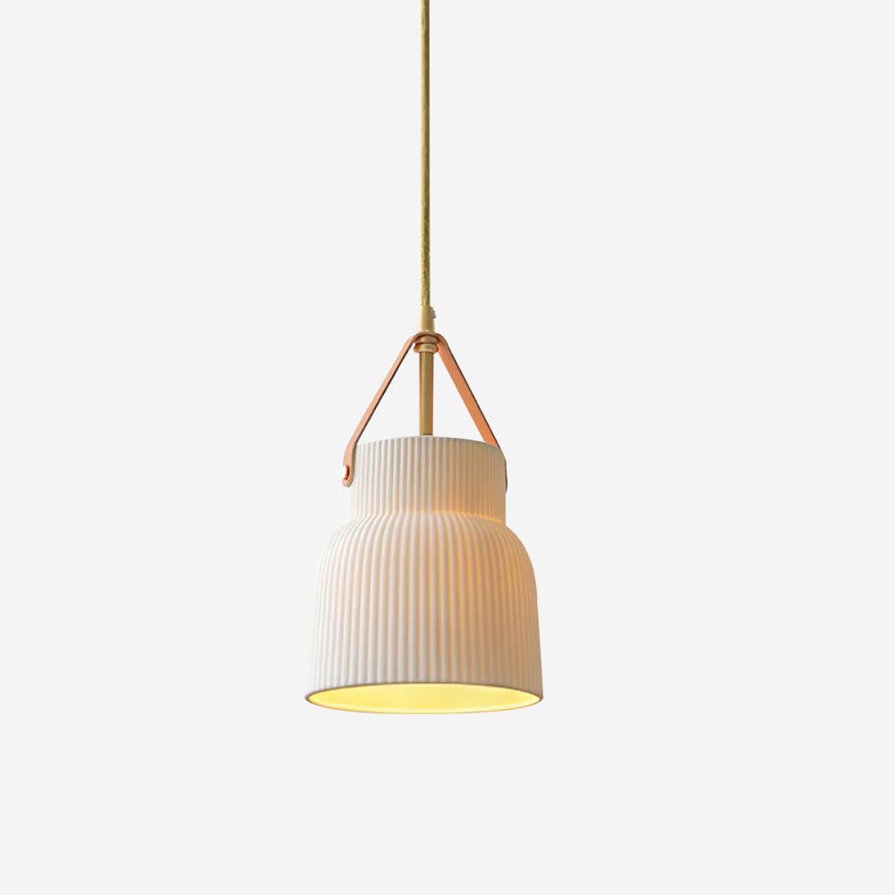 Lampă suspendată Cielum modern minimalist Abajur Ceramic Texturat cu Bandă de Piele alamă