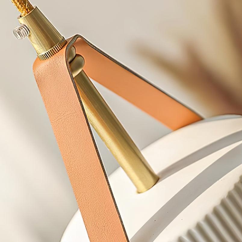 Lampă suspendată Cielum modern minimalist Abajur Ceramic Texturat cu Bandă de Piele alamă