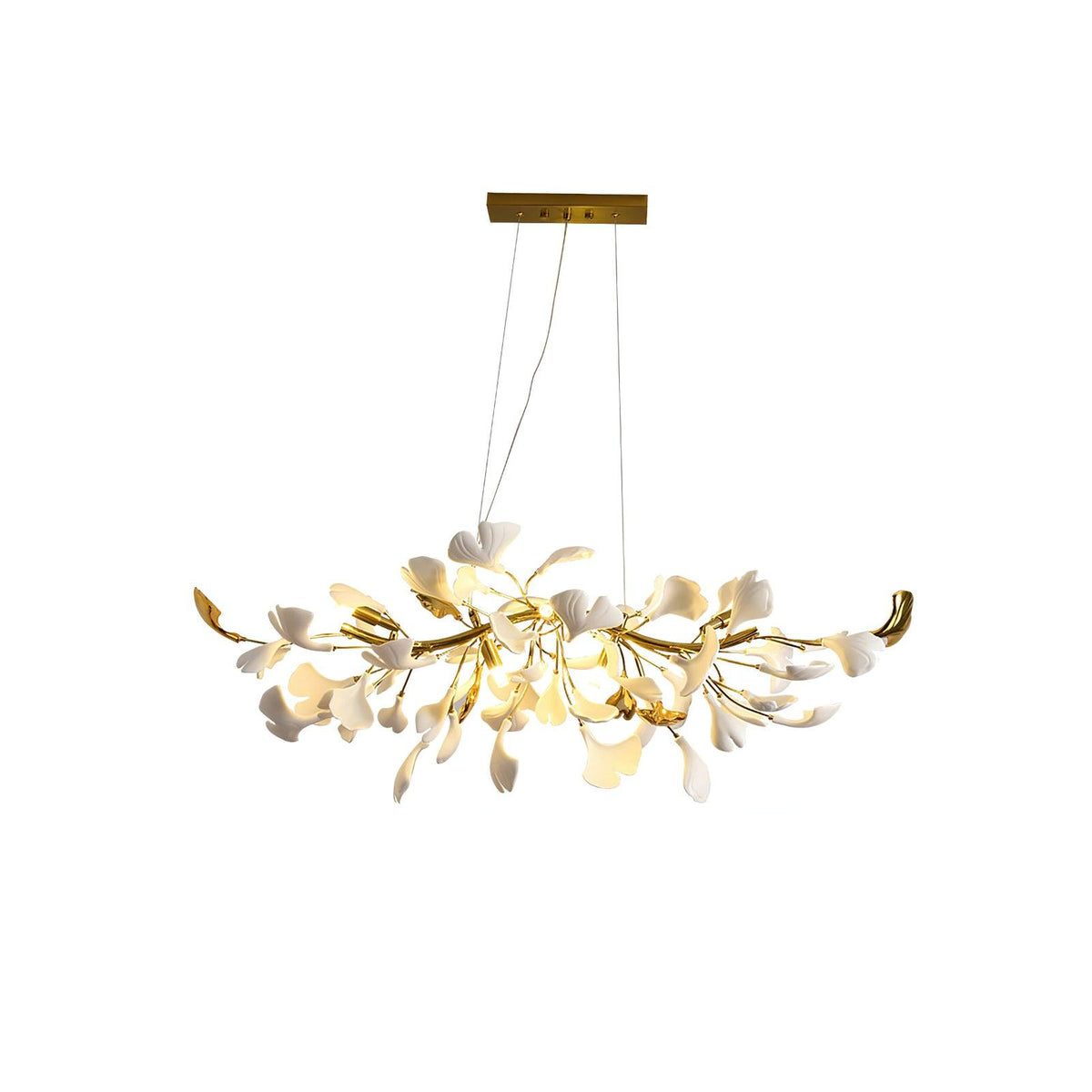 Dylo candelabru din alamă cu ramuri de petale ceramice liniare Ginkgo