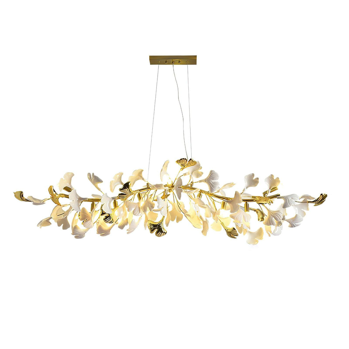 Dylo candelabru din alamă cu ramuri de petale ceramice liniare Ginkgo