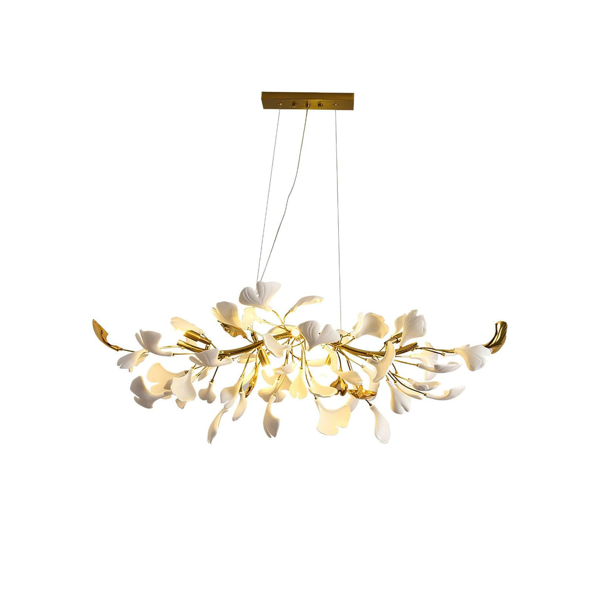 Dylo candelabru din alamă cu ramuri de petale ceramice liniare Ginkgo