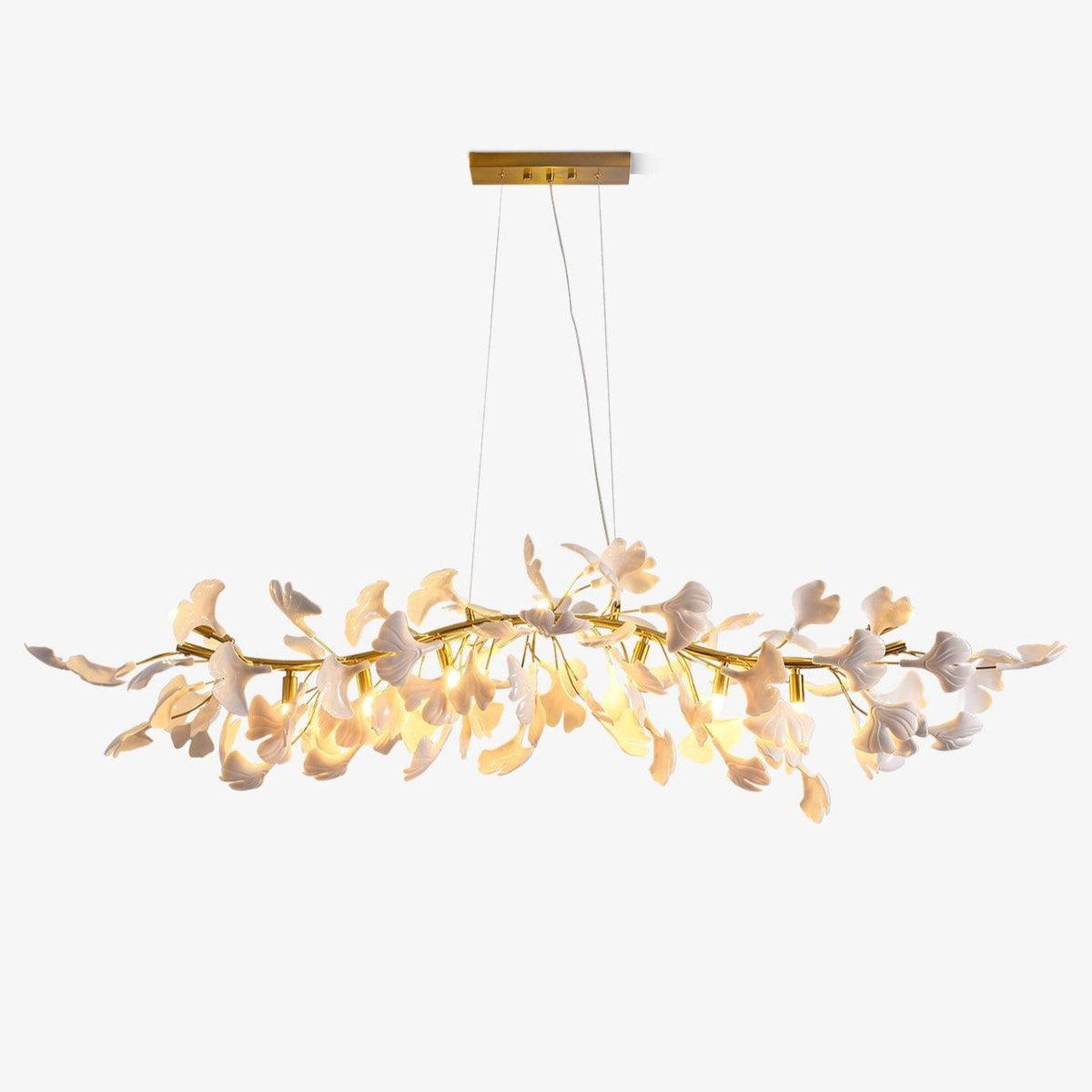 Dylo candelabru din alamă cu ramuri de petale ceramice liniare Ginkgo