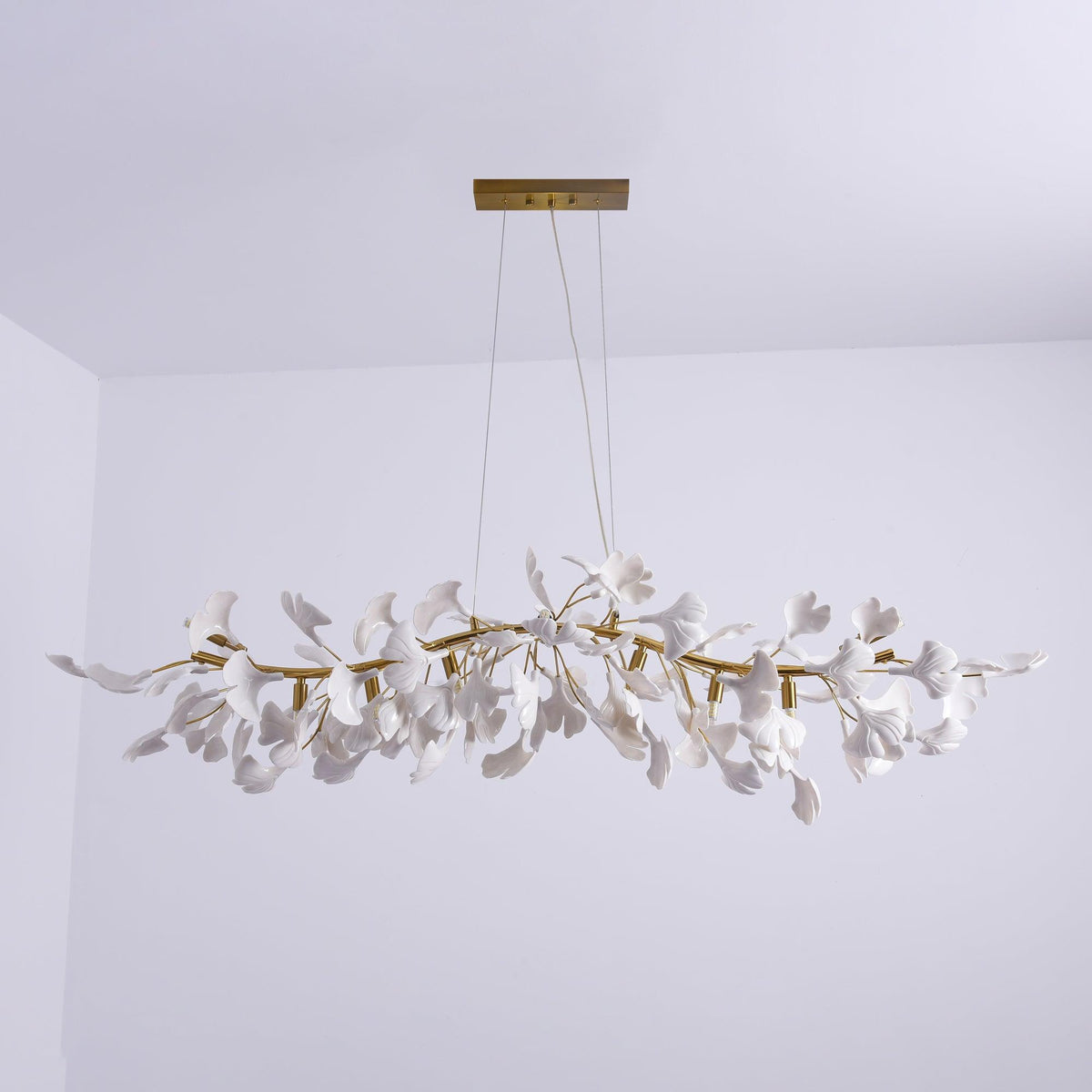 Dylo candelabru din alamă cu ramuri de petale ceramice liniare Ginkgo
