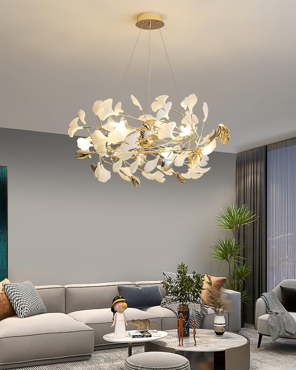 Quiven candelabru  Gingko Leaf din ceramică aurie elegant