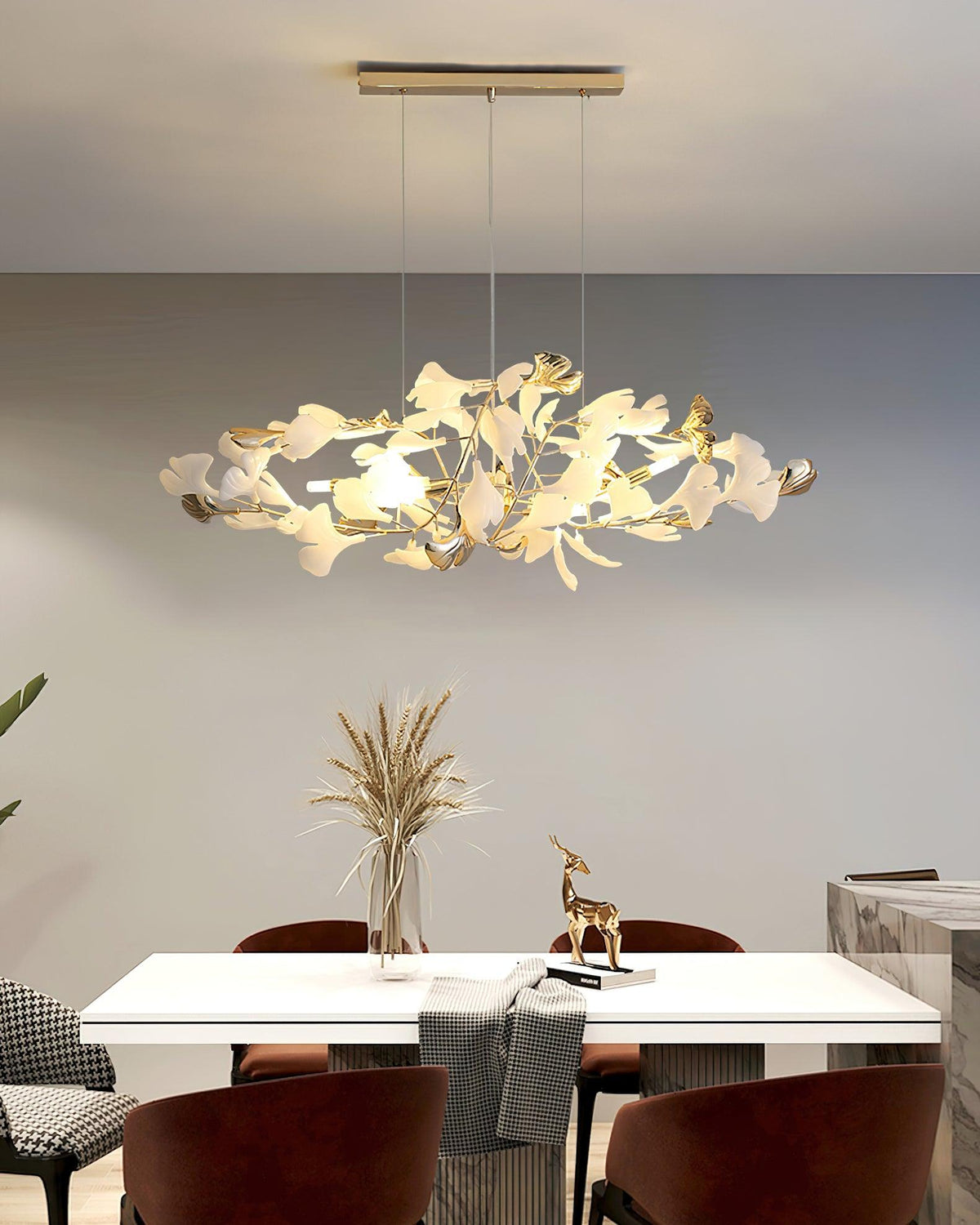 Quiven candelabru  Gingko Leaf din ceramică aurie elegant