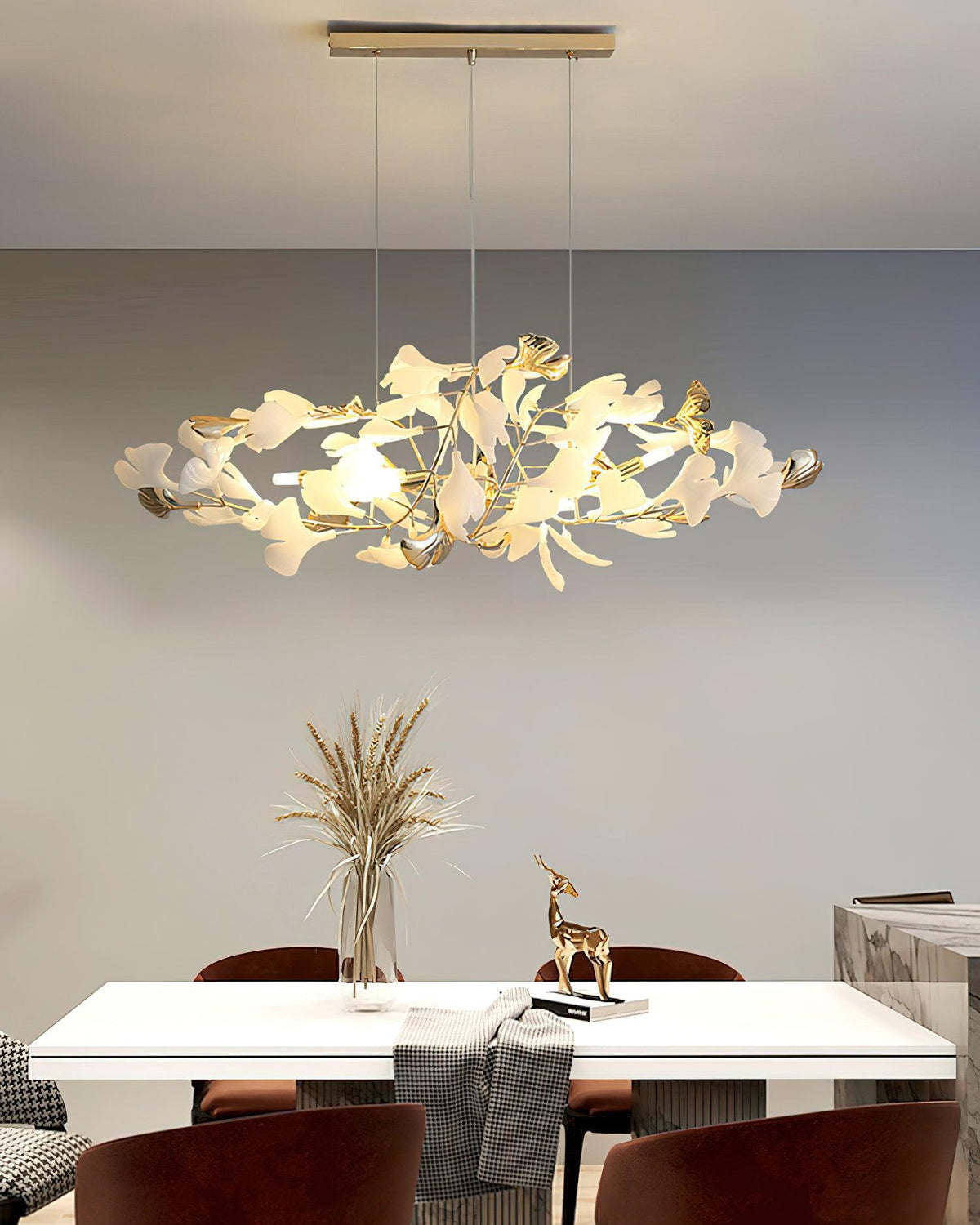Quiven candelabru  Gingko Leaf din ceramică aurie elegant