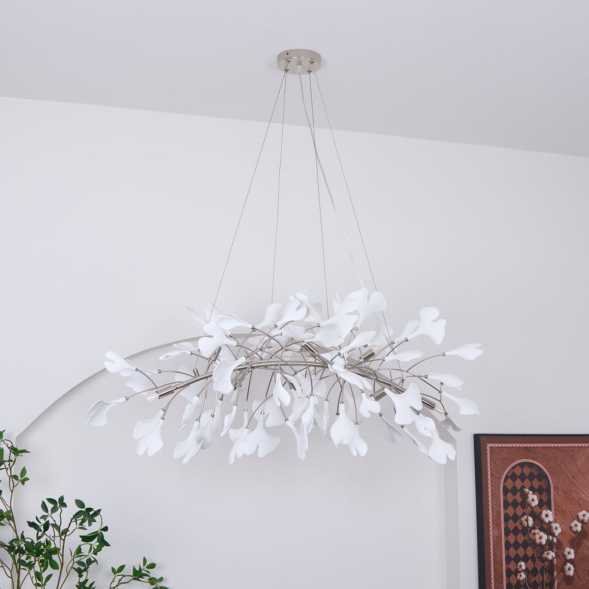 Arux Gingko candelabru Art Deco cu frunze îndreptate în jos