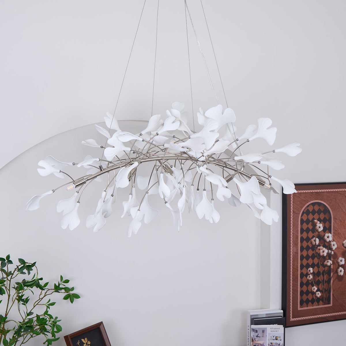 Arux Gingko candelabru Art Deco cu frunze îndreptate în jos