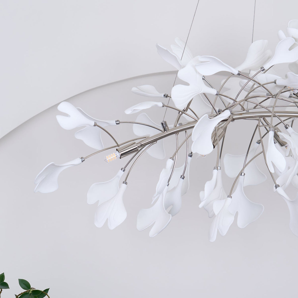 Arux Gingko candelabru Art Deco cu frunze îndreptate în jos