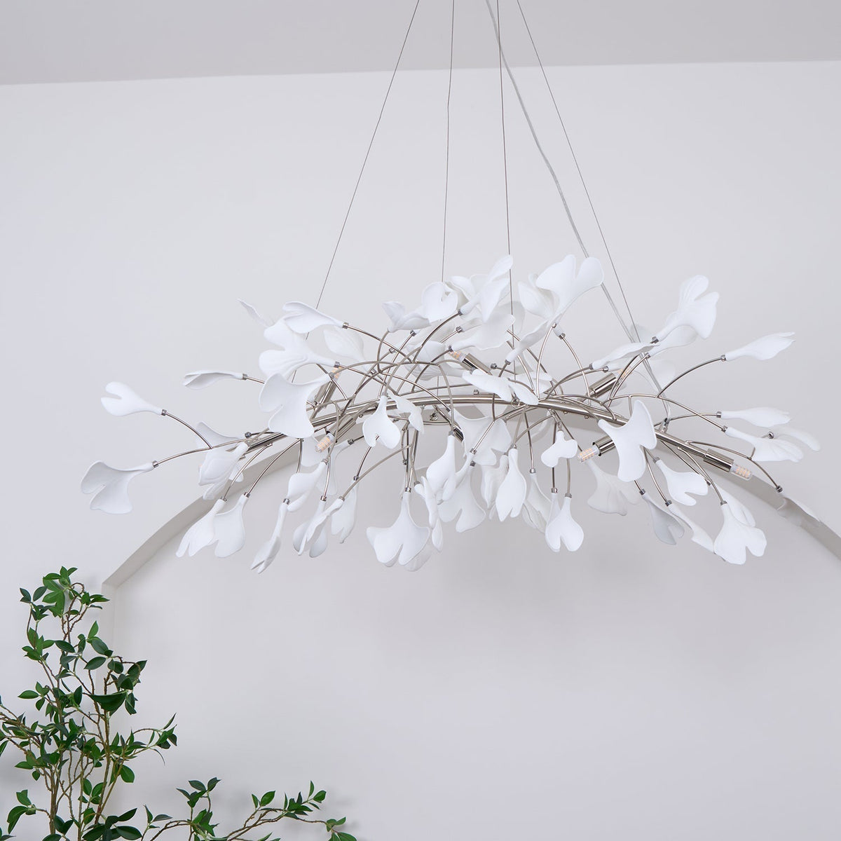 Arux Gingko candelabru Art Deco cu frunze îndreptate în jos