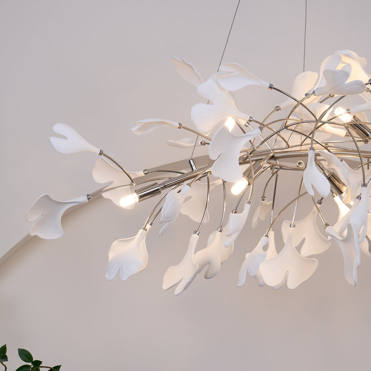 Arux Gingko candelabru Art Deco cu frunze îndreptate în jos