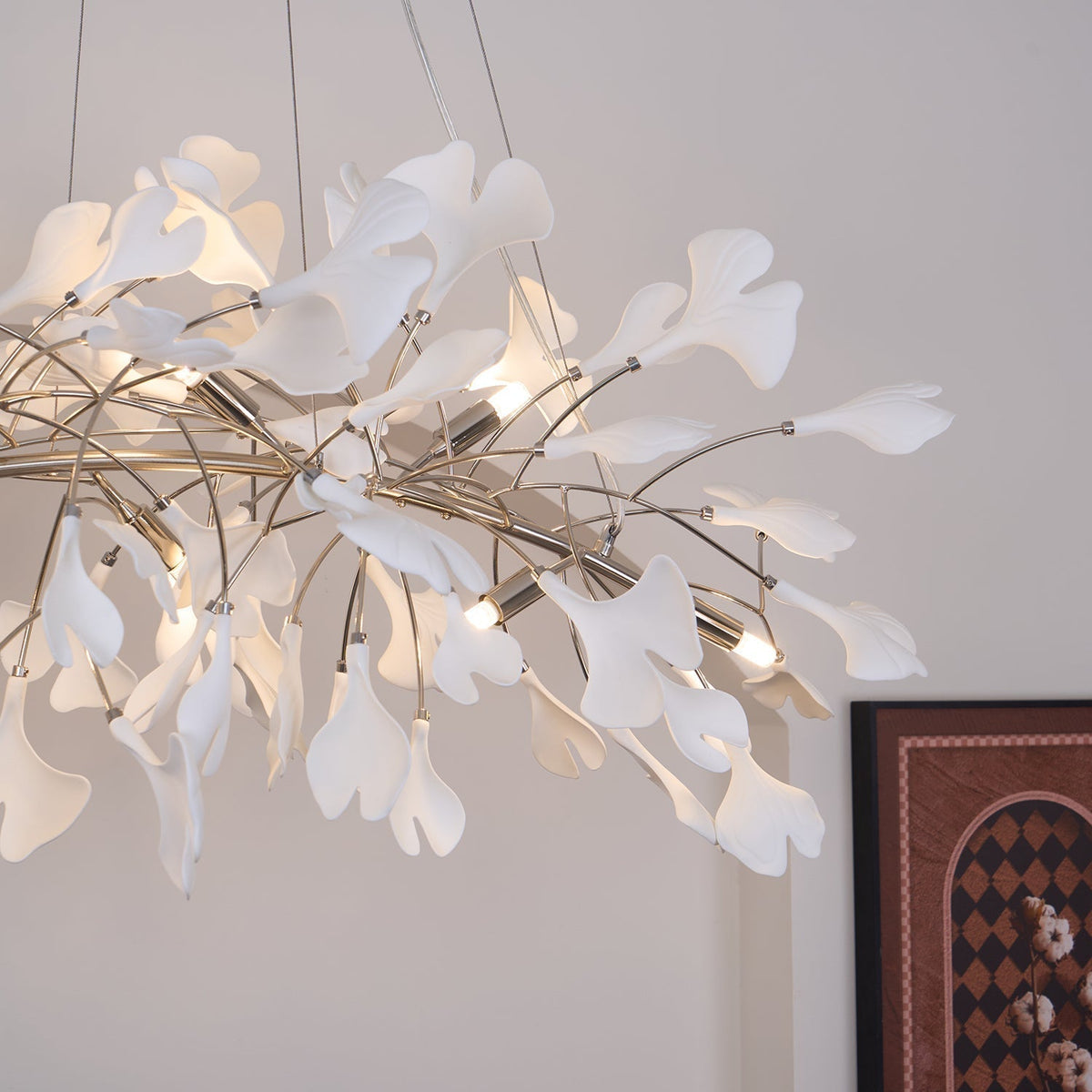 Arux Gingko candelabru Art Deco cu frunze îndreptate în jos