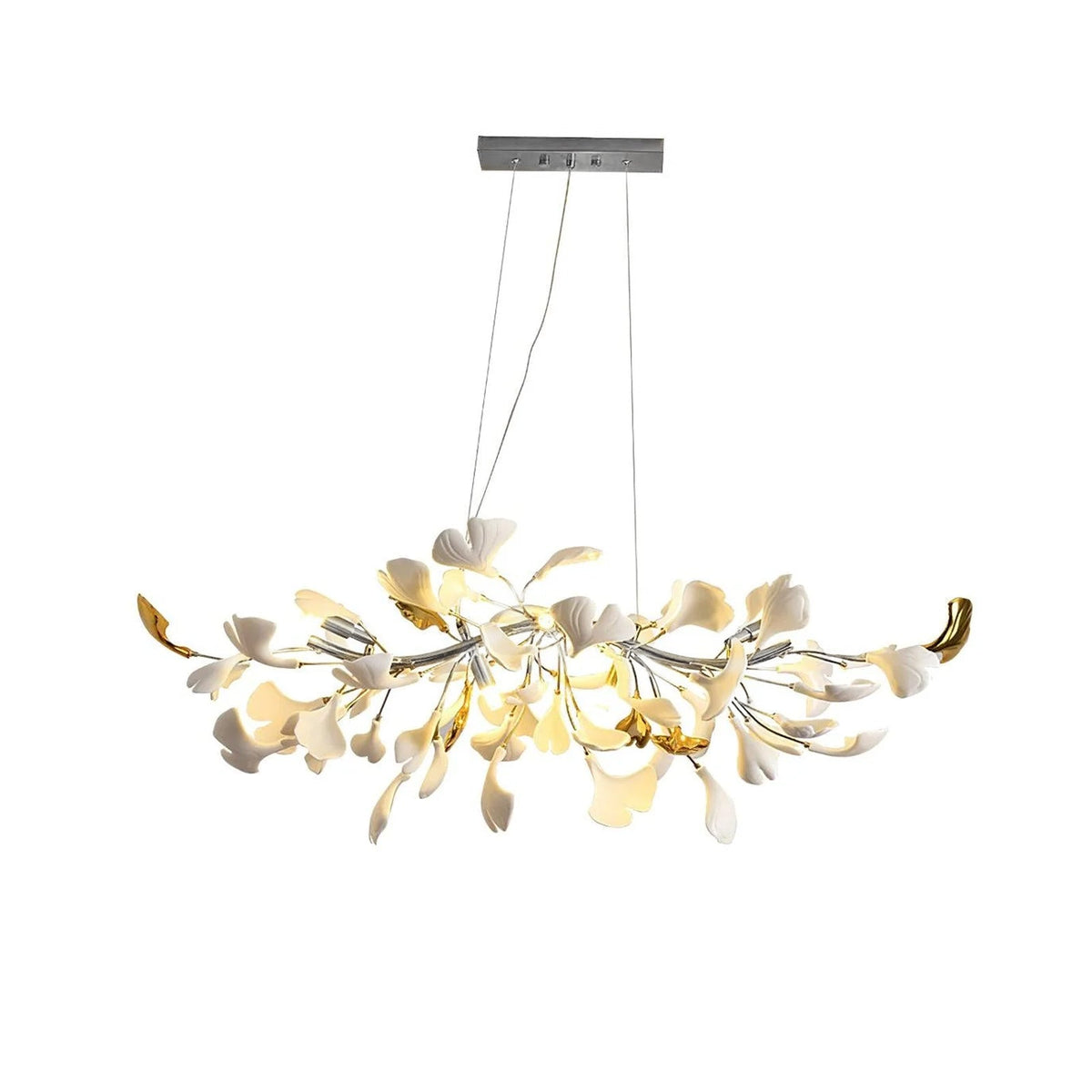 Dylo candelabru din alamă cu ramuri de petale ceramice liniare Ginkgo