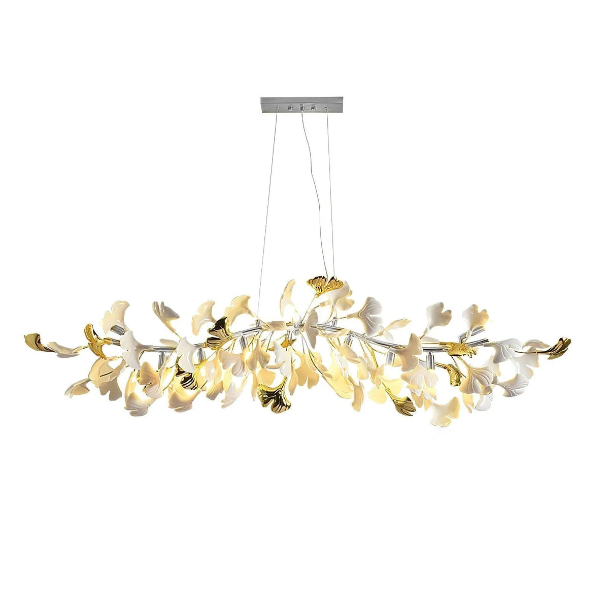 Dylo candelabru din alamă cu ramuri de petale ceramice liniare Ginkgo