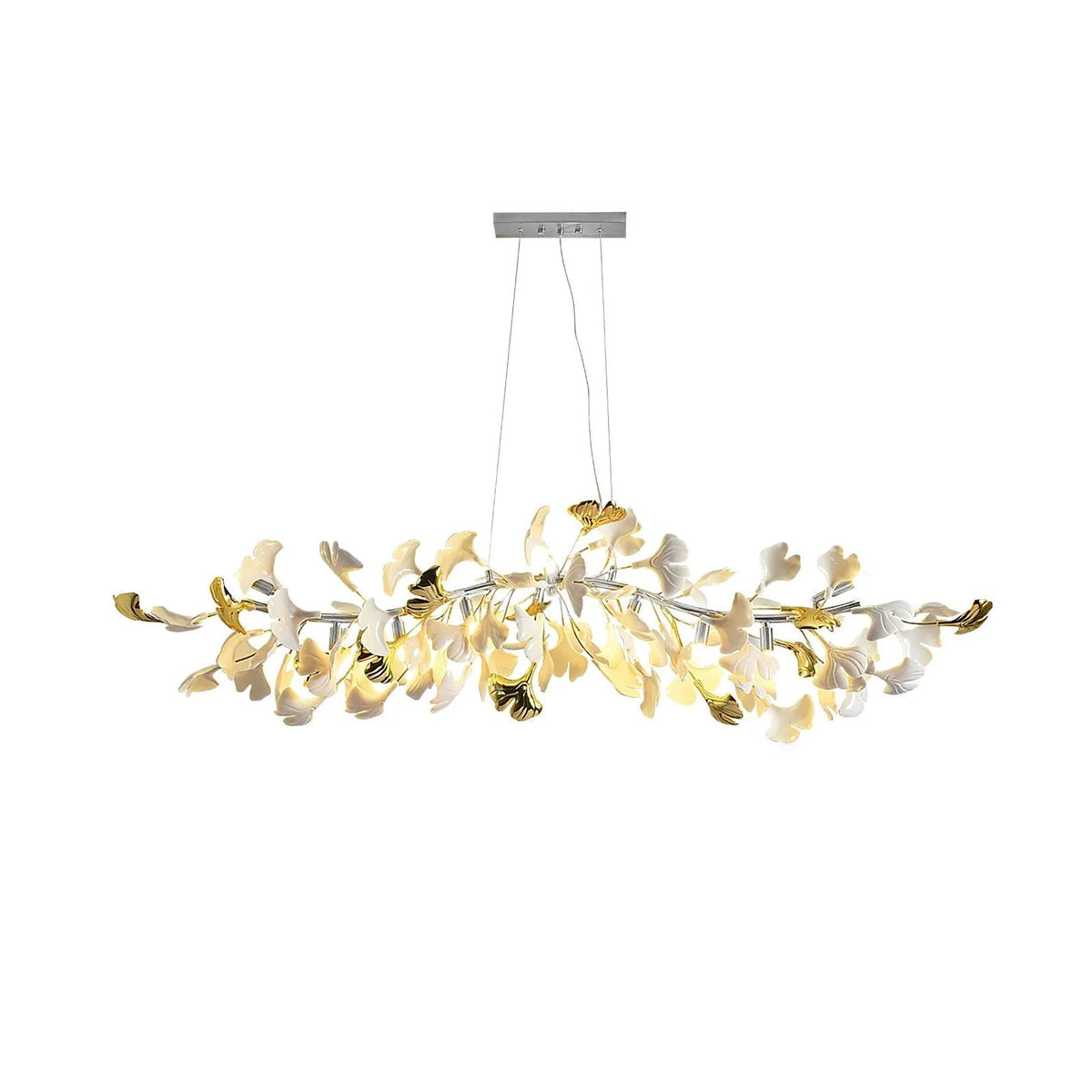 Dylo candelabru din alamă cu ramuri de petale ceramice liniare Ginkgo