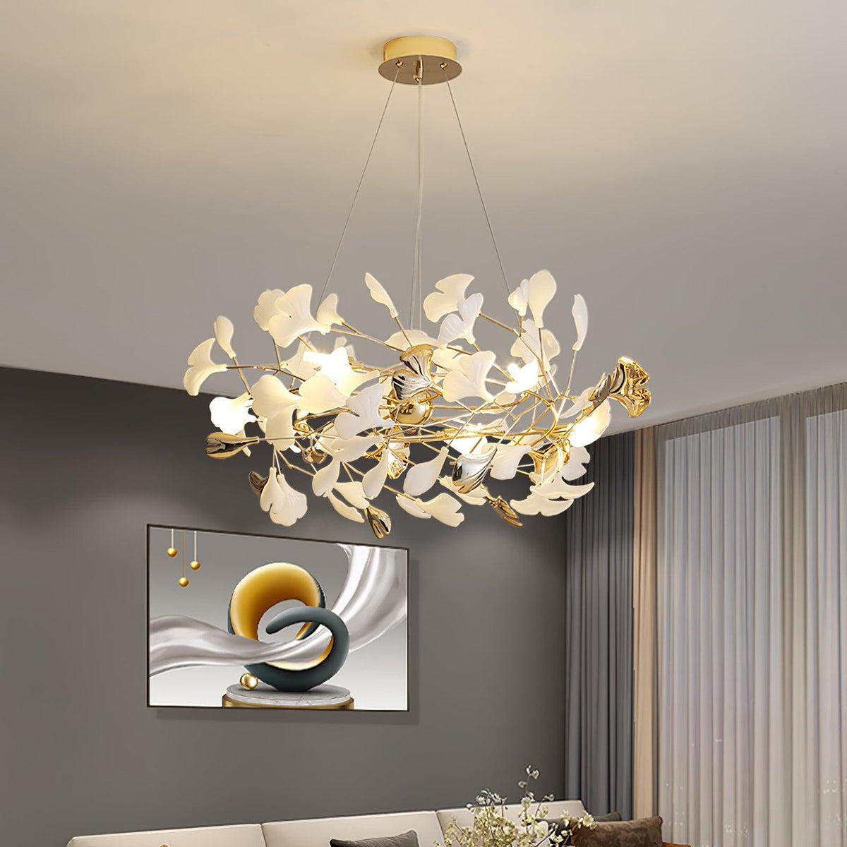 Quiven candelabru  Gingko Leaf din ceramică aurie elegant
