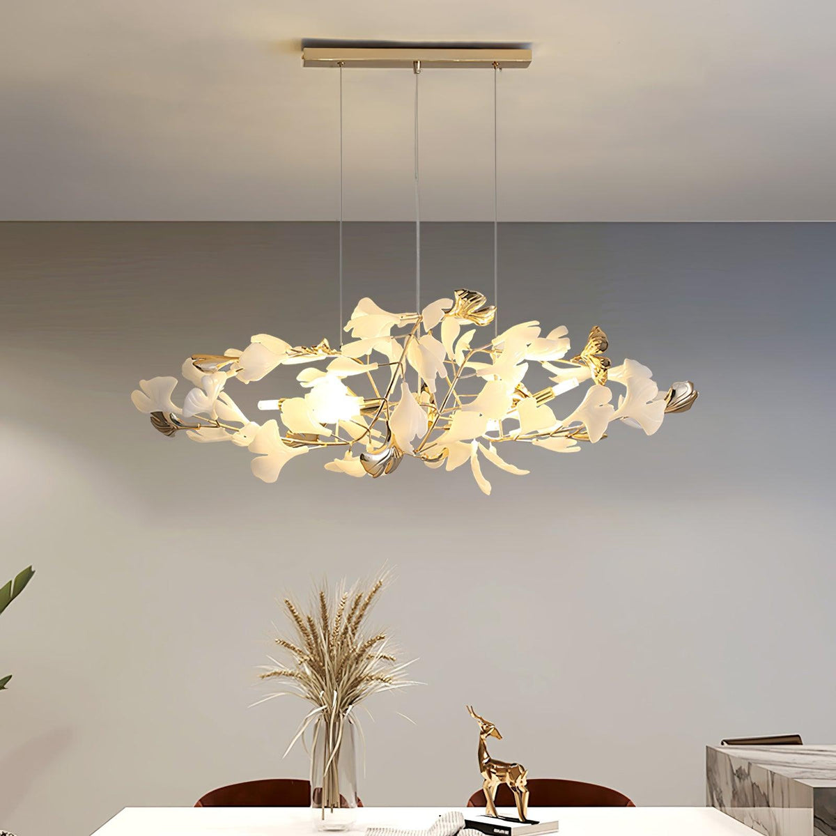 Quiven candelabru  Gingko Leaf din ceramică aurie elegant