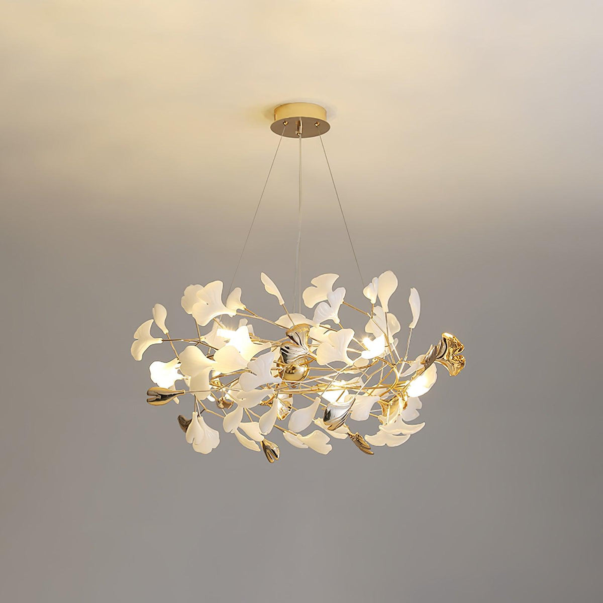 Quiven candelabru  Gingko Leaf din ceramică aurie elegant