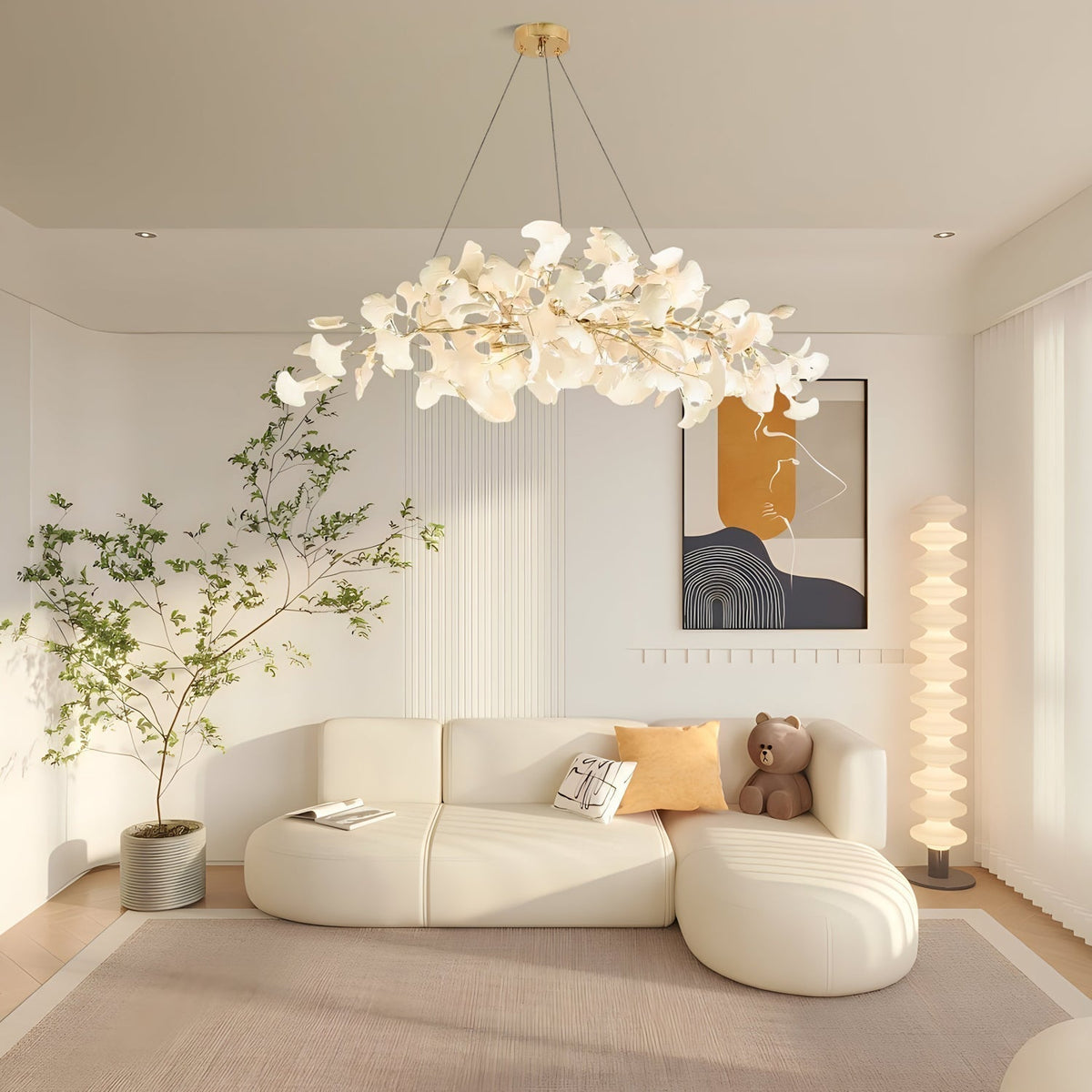 Arux Gingko candelabru Art Deco cu frunze îndreptate în jos