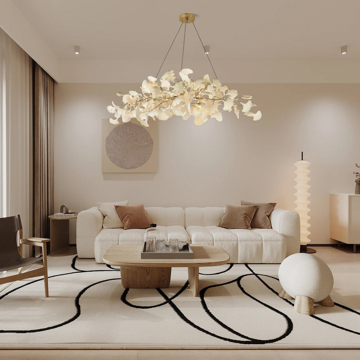 Arux Gingko candelabru Art Deco cu frunze îndreptate în jos