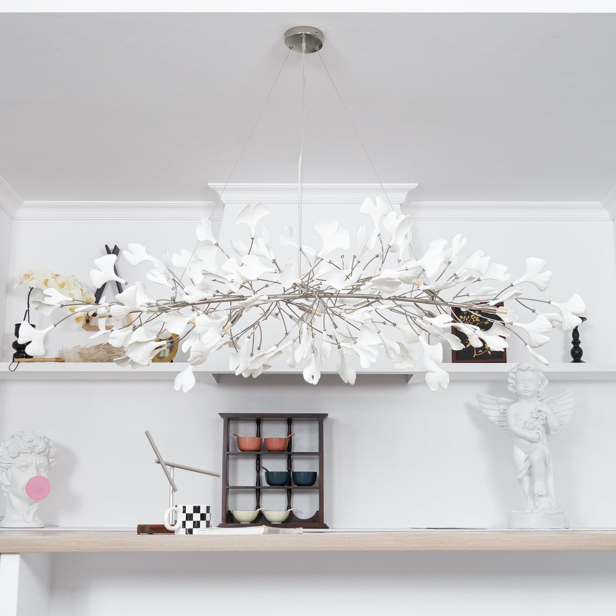 Arux Gingko candelabru Art Deco cu frunze îndreptate în jos