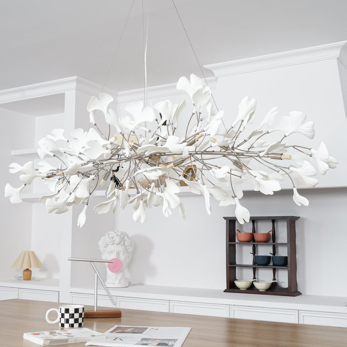 Arux Gingko candelabru Art Deco cu frunze îndreptate în jos
