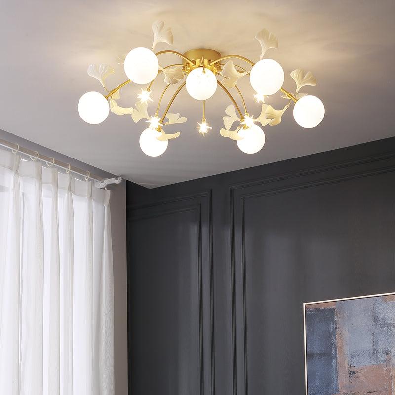 Olivia plafonieră aplicată în stil nordic multi glob metal/ceramic alb/auriu