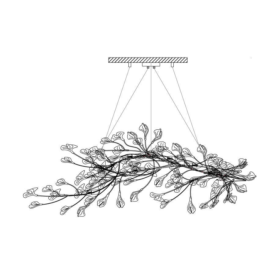 Calix candelabru cu abajur din ceramică în formă de frunză Gingko și finisaj alb aur, în stil modern