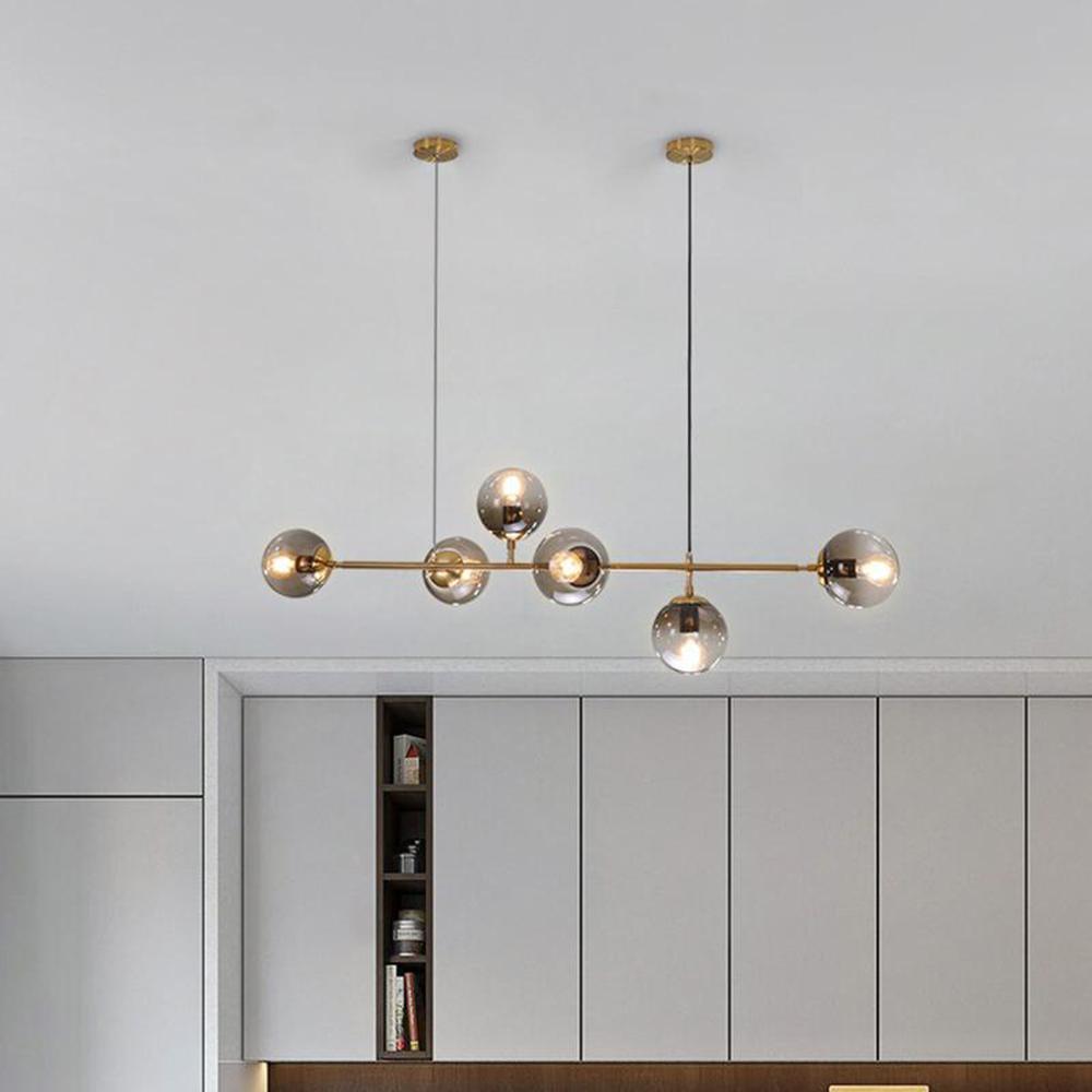 Valentina industrial Long Linear metal Hanging Bubble Multi transparent sticlă Bulb dormitor lampă suspendată din alamă/neagră