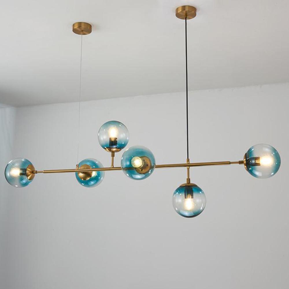 Valentina industrial Long Linear metal Hanging Bubble Multi transparent sticlă Bulb dormitor lampă suspendată din alamă/neagră