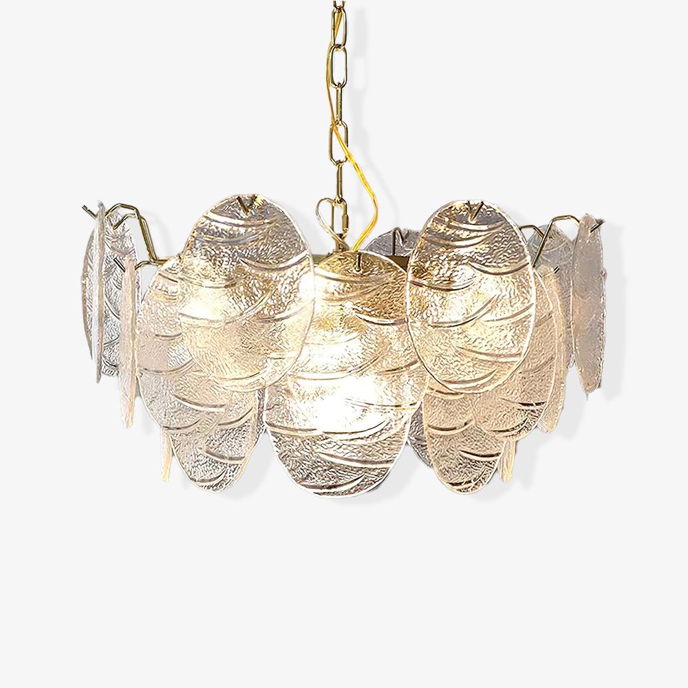 Eirenian candelabru auriu din sticlă, cu disc