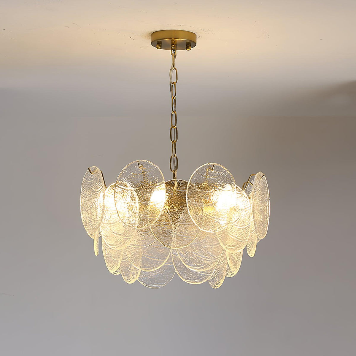 Eirenian candelabru auriu din sticlă, cu disc