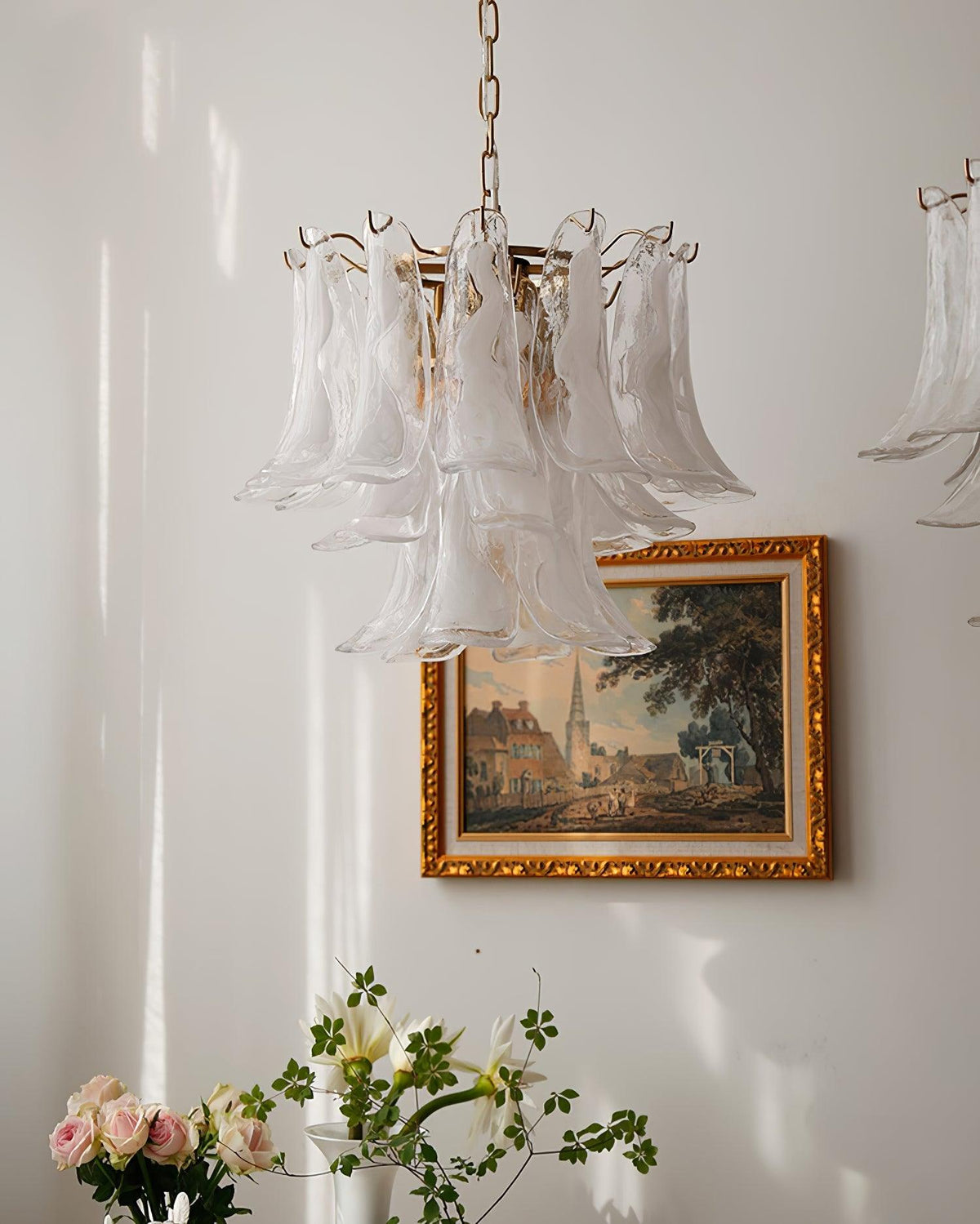 Elvess candelabru din sticlă Murano Frunze Aurii