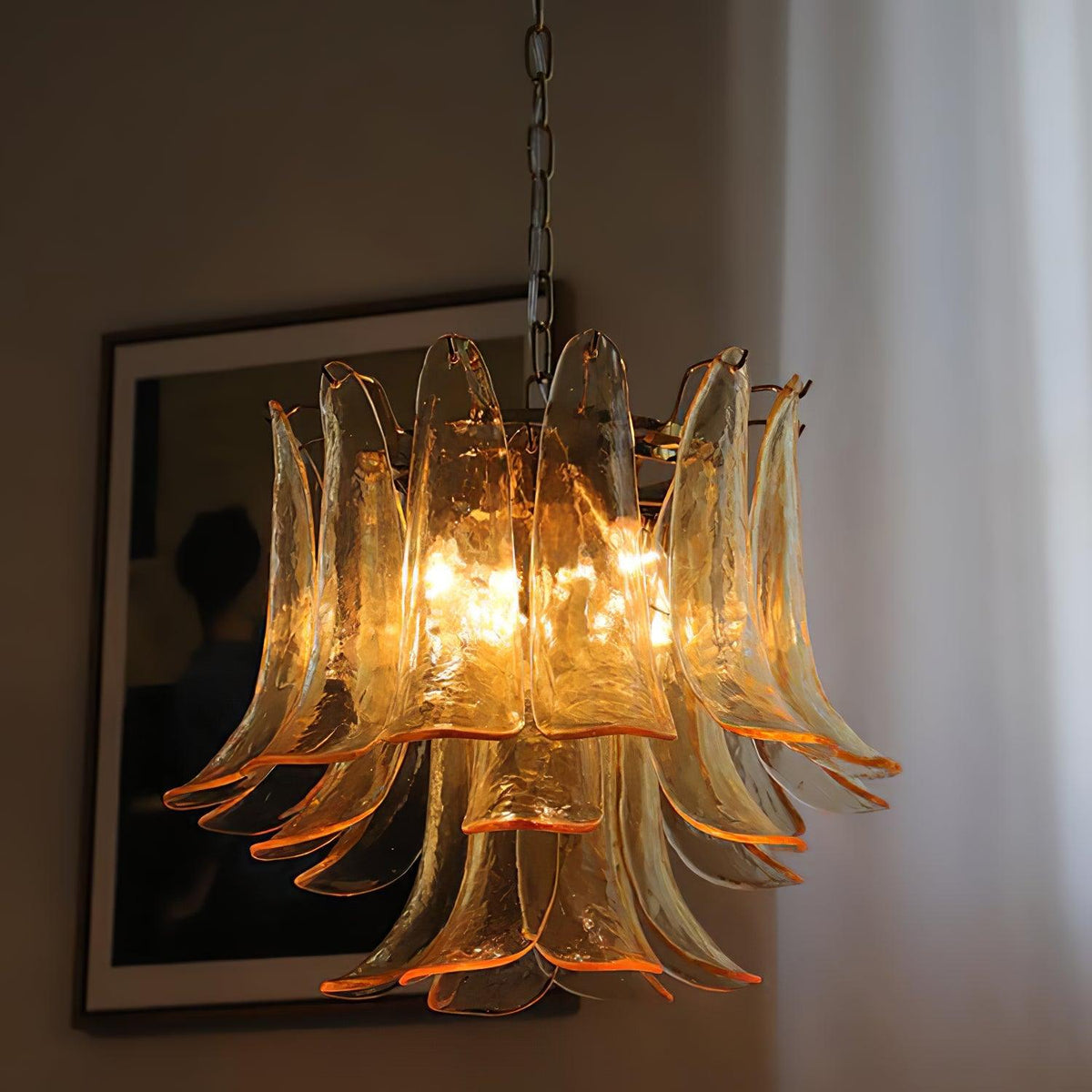 Elvess candelabru din sticlă Murano Frunze Aurii
