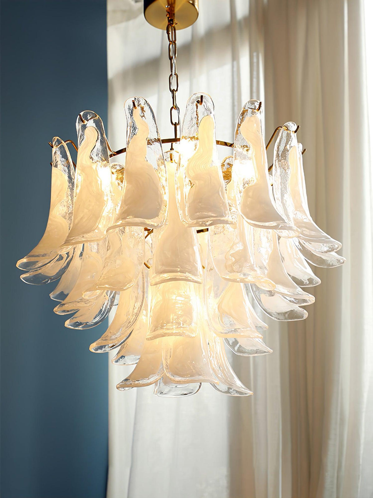 Elvess candelabru din sticlă Murano Frunze Aurii