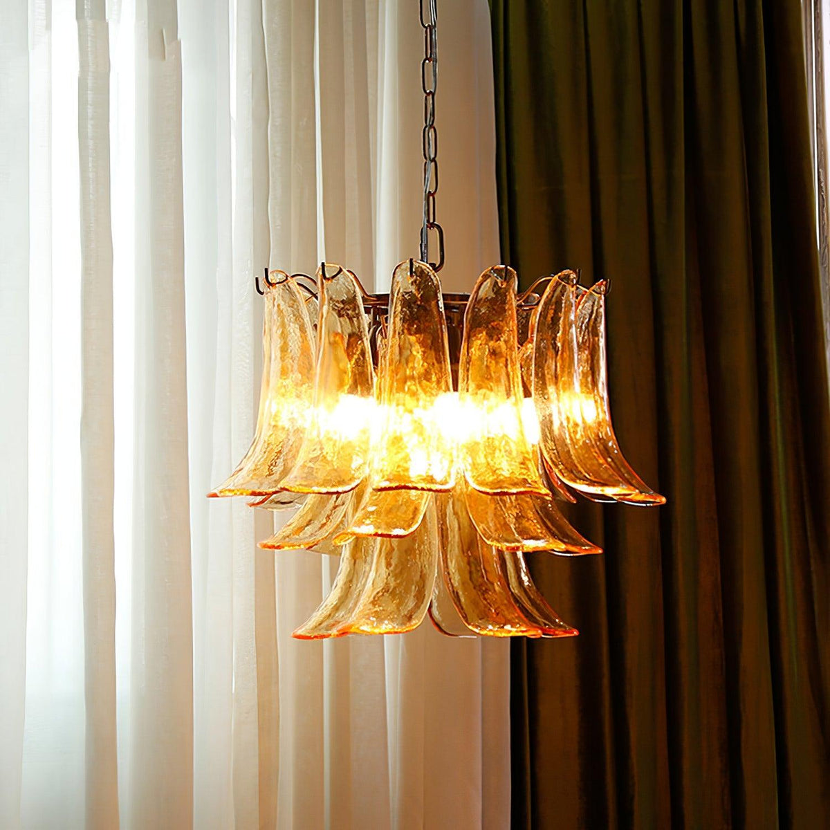 Elvess candelabru din sticlă Murano Frunze Aurii