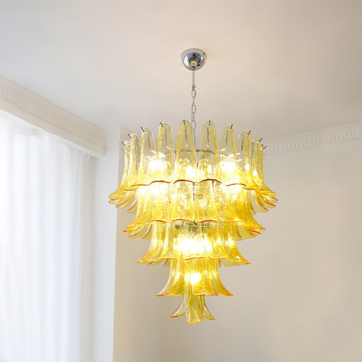 Elvess candelabru din sticlă Murano Frunze Aurii