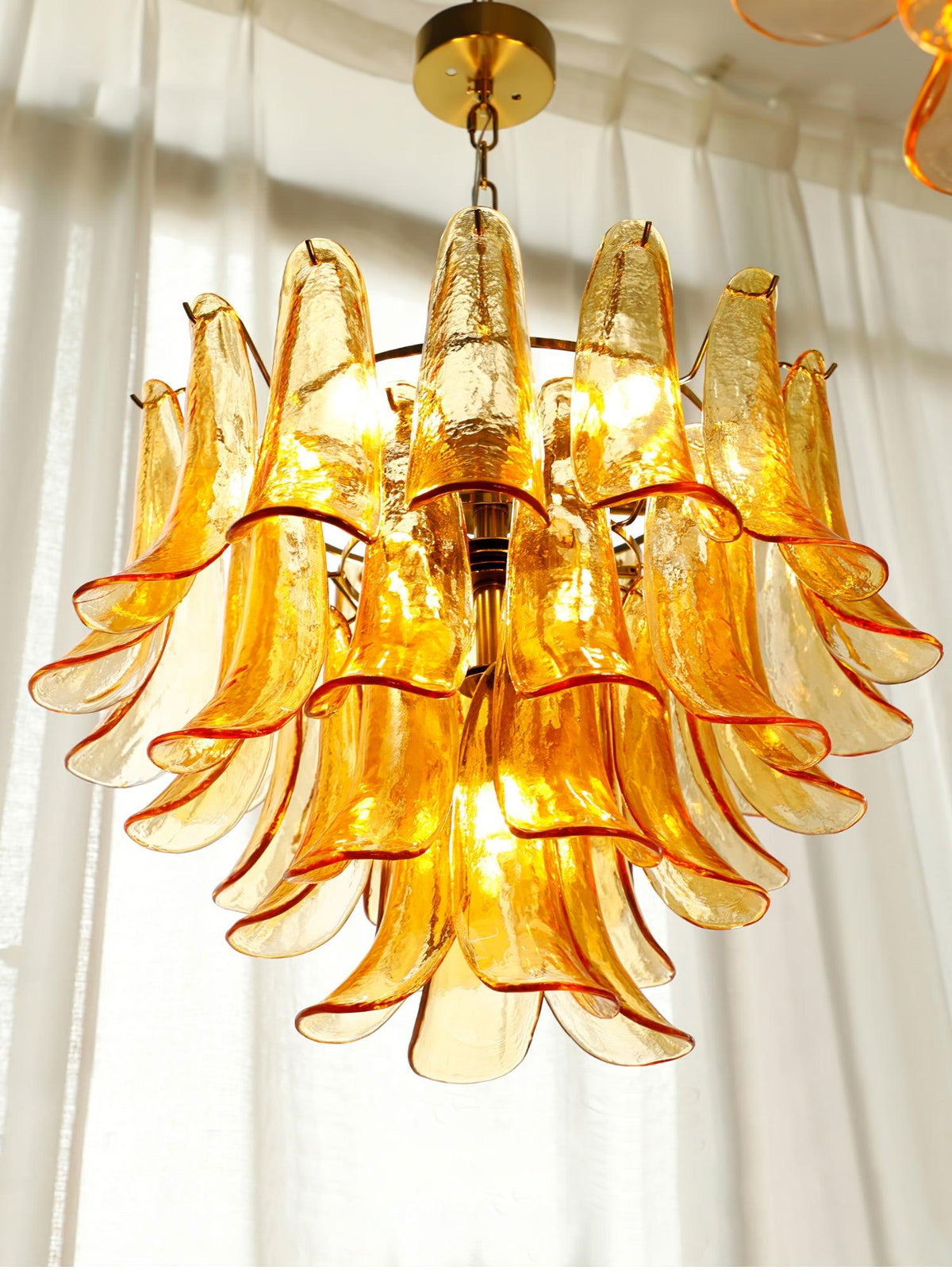 Elvess candelabru din sticlă Murano Frunze Aurii