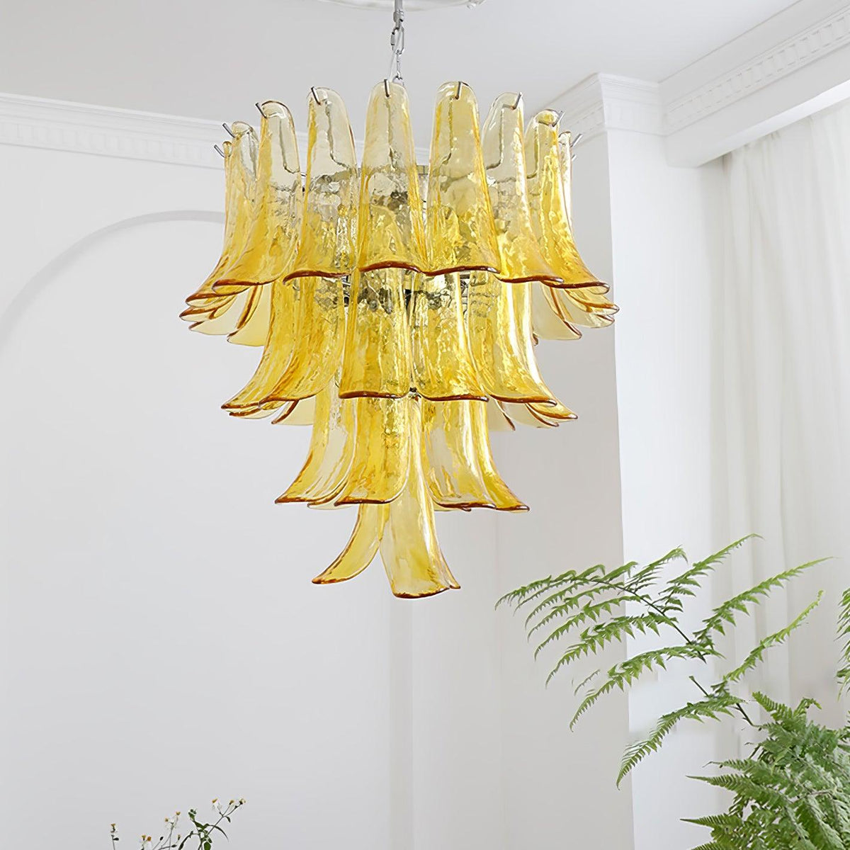 Elvess candelabru din sticlă Murano Frunze Aurii