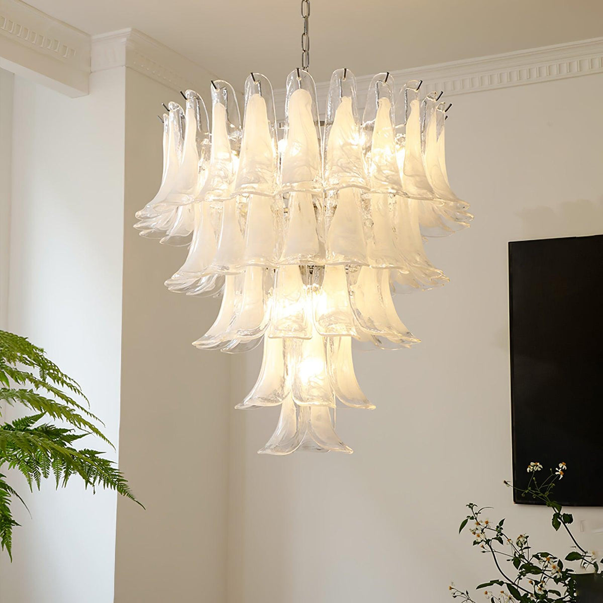 Elvess candelabru din sticlă Murano Frunze Aurii