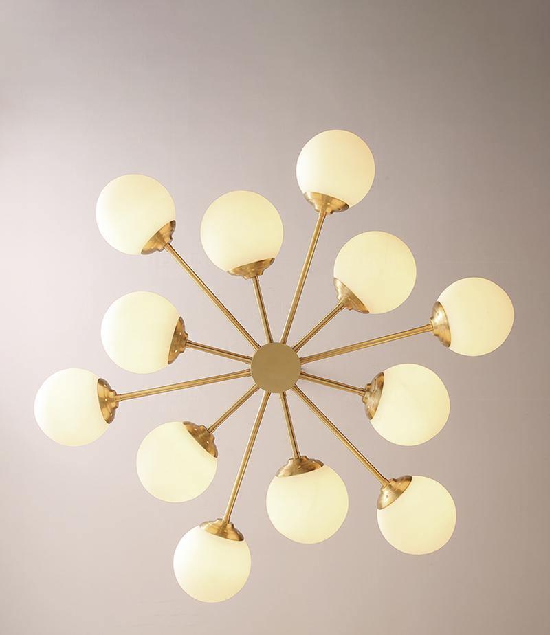 Eshlen candelabru din alamă și sticlă opal