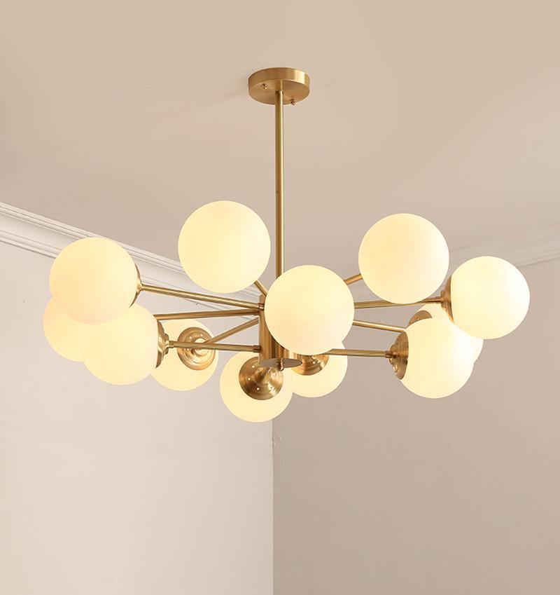 Eshlen candelabru din alamă și sticlă opal