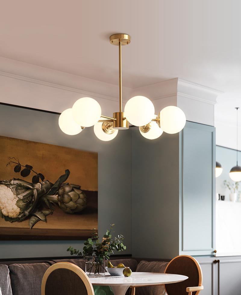 Eshlen candelabru din alamă și sticlă opal