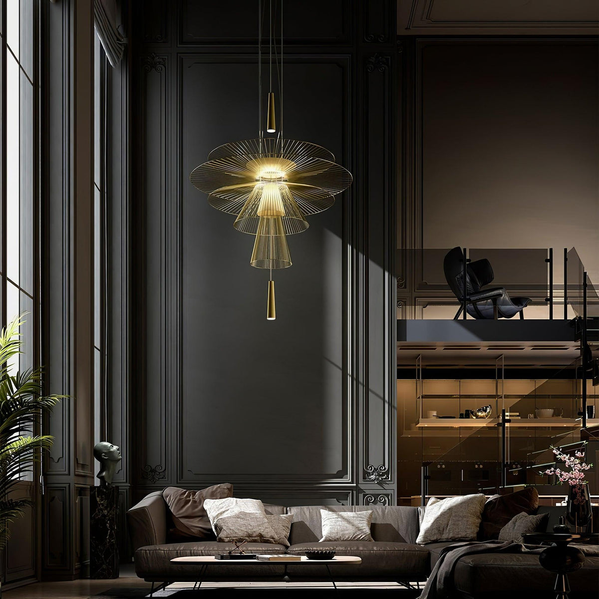 Candelabru Sculptural cu Cadru din Sârmă Stratificată, Centru de Atenție modern Bold