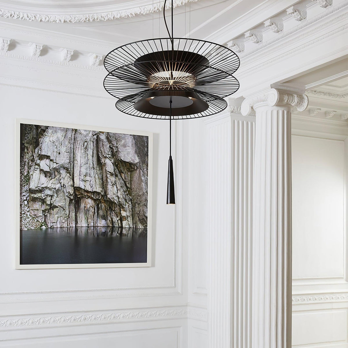 Candelabru Sculptural cu Cadru din Sârmă Stratificată, Centru de Atenție modern Bold